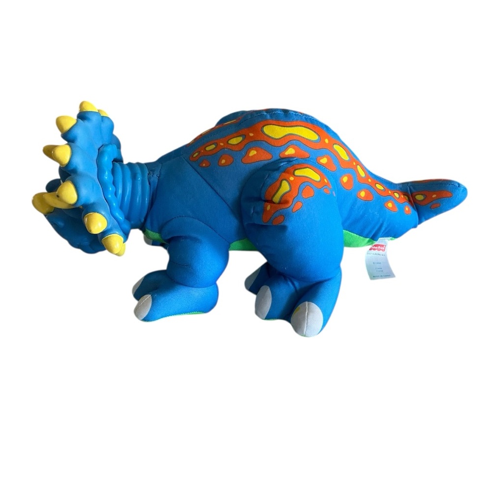 Vintage 1999 fisher price Dino Roar dinosaur blue with plastic head